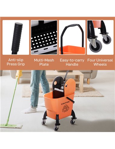 HOMCOM 26L Mop Bucket with Wringer &...