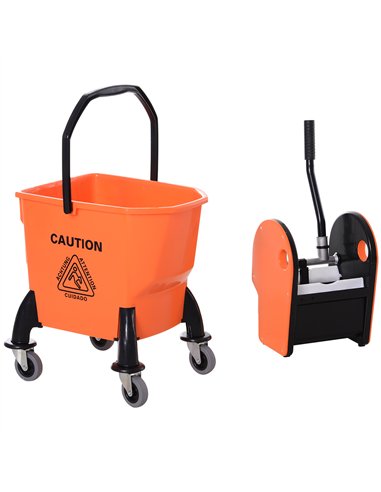 HOMCOM 26L Mop Bucket with Wringer &...