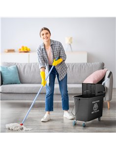 HOMCOM 20L Mobile Mop Bucket with Separator - Black... 2