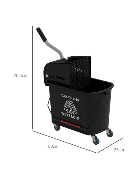 HOMCOM 20L Mobile Mop Bucket with Separator - Black 720-002V00BK - pic 133555 | FastDaddyshop