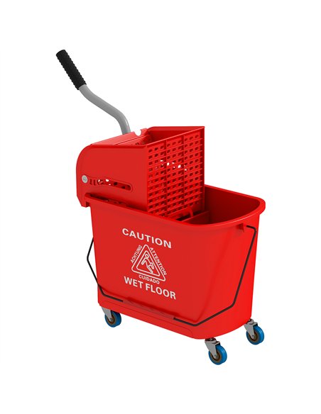 HOMCOM 20L Mobile Mop Bucket with Separator - Red 720-002V00RD - pic 133562 | FastDaddyshop