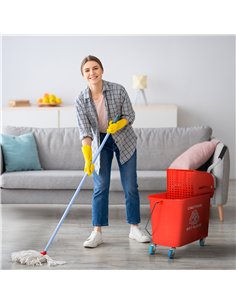 HOMCOM 20L Mobile Mop Bucket with Separator - Red... 2