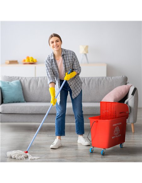 HOMCOM 20L Mobile Mop Bucket with Separator - Red 720-002V00RD - pic 133563 | FastDaddyshop