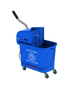 HOMCOM 20L Mobile Mop Bucket with Separator - Blue...