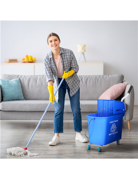 HOMCOM 20L Mobile Mop Bucket with Separator - Blue 720-002V00BU - pic 133572 | FastDaddyshop