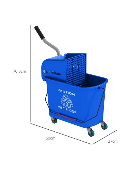 HOMCOM 20L Mobile Mop Bucket with Separator - Blue 720-002V00BU - pic 133573 | FastDaddyshop