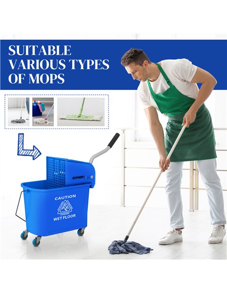 HOMCOM 20L Mobile Mop Bucket with Separator - Blue 720-002V00BU - pic 133577 | FastDaddyshop