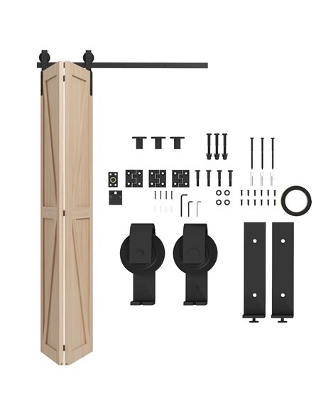 HOMCOM 4FT Bi-Folding Sliding Barn Door Kit, Black B81-038V00BK - pic 133589 | FastDaddyshop