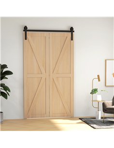 HOMCOM 4FT Bi-Folding Sliding Barn Door Kit, Black... 2