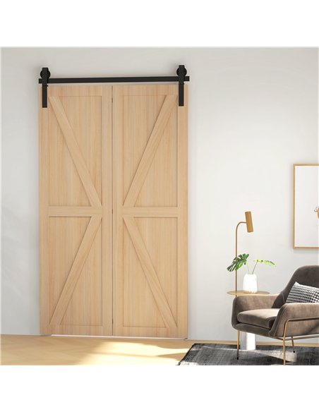 HOMCOM 4FT Bi-Folding Sliding Barn Door Kit, Black B81-038V00BK - pic 133597 | FastDaddyshop