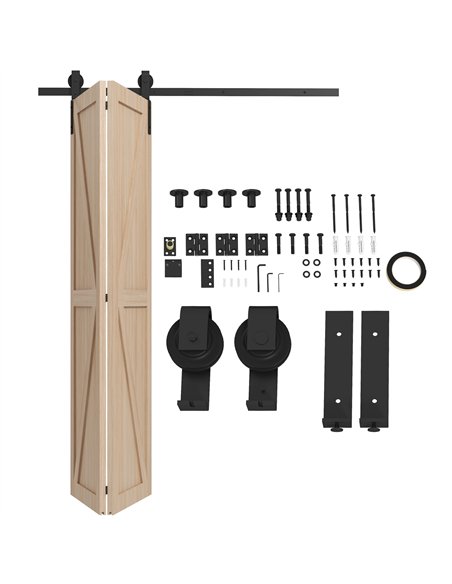 HOMCOM 5ft Bi-Fold Sliding Door Kit B81-038V01BK - Black - pic 133598 | FastDaddyshop