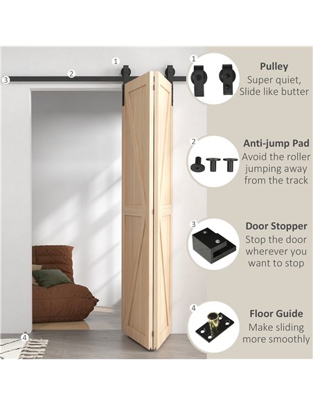 HOMCOM 5ft Bi-Fold Sliding Door Kit B81-038V01BK - Black - pic 133602 | FastDaddyshop