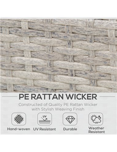 Outsunny 5-Seater Rattan Garden Furniture Set with Coffee Table, Side Table & Cushions, Grey