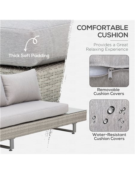 Outsunny 5-Seater Rattan Garden Furniture Set with Coffee Table, Side Table & Cushions, Grey - pic 13366 | FastDaddyshop