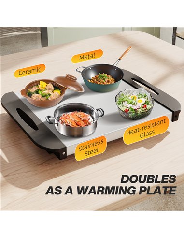HOMCOM 4.5L Stainless Steel Electric Buffet Server, with 3x Trays and Lids