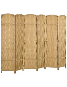 HOMCOM 6 Panel Folding Room Divider, Freestanding Privacy Screen for Living Room, Bedroom and Office, 240 x 170cm, Natural
