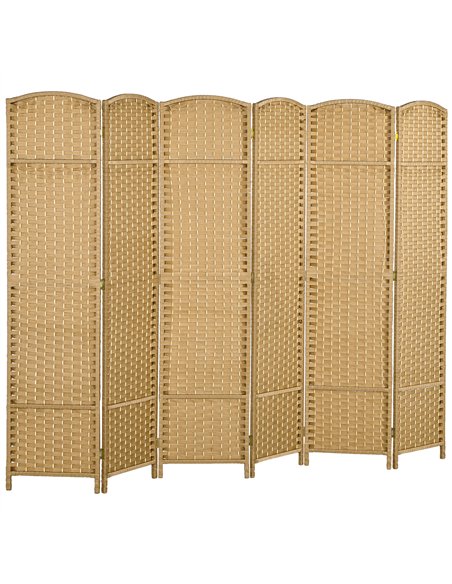 HOMCOM 6 Panel Folding Room Divider, Freestanding Privacy Screen for Living Room, Bedroom and Office, 240 x 170cm, Natural - pic 133688 | FastDaddyshop