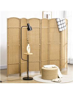 HOMCOM 6 Panel Folding Room Divider, Freestanding Privacy Screen for Living Room, Bedroom and Office, 240 x 170cm, Natural 2