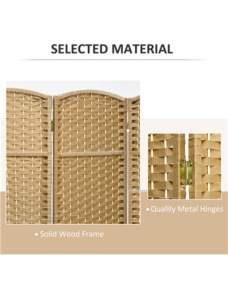 HOMCOM 6 Panel Folding Room Divider, Freestanding Privacy Screen for Living Room, Bedroom and Office, 240 x 170cm, Natural - pic 133693 | FastDaddyshop
