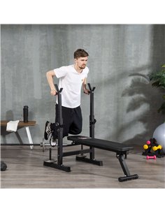 HOMCOM Adjustable Weight Bench Foldable Bench Press, with Barbell Rack, Black 2
