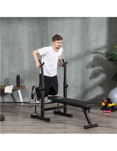HOMCOM Adjustable Weight Bench Foldable Bench Press, with Barbell Rack, Black