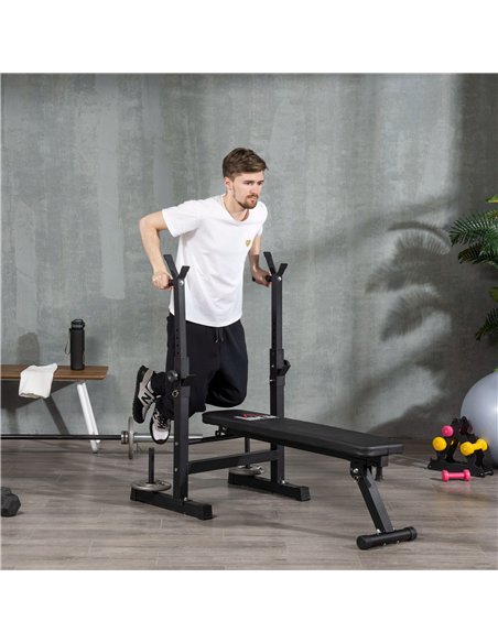 HOMCOM Adjustable Weight Bench Foldable Bench Press, with Barbell Rack, Black - pic 133698 | FastDaddyshop