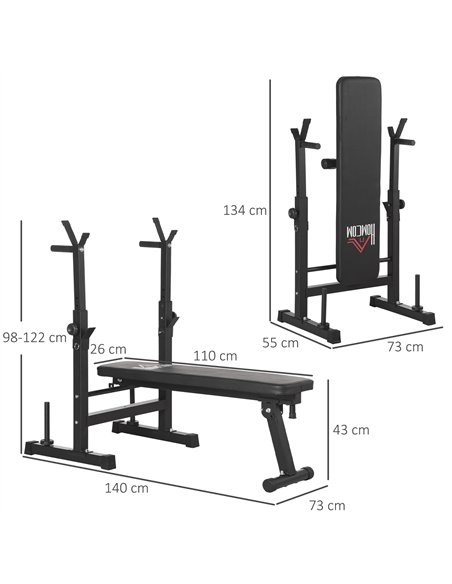 HOMCOM Adjustable Weight Bench Foldable Bench Press, with Barbell Rack, Black - pic 133699 | FastDaddyshop