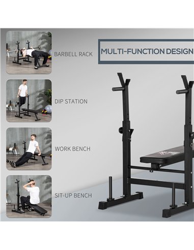 HOMCOM Adjustable Weight Bench Foldable Bench Press, with Barbell Rack, Black