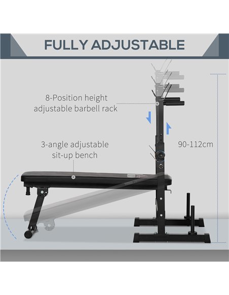 HOMCOM Adjustable Weight Bench Foldable Bench Press, with Barbell Rack, Black - pic 133701 | FastDaddyshop
