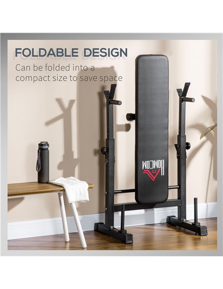 HOMCOM Adjustable Weight Bench Foldable Bench Press, with Barbell Rack, Black - pic 133702 | FastDaddyshop