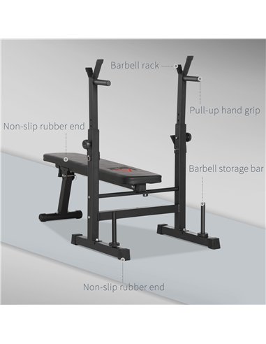 HOMCOM Adjustable Weight Bench Foldable Bench Press, with Barbell Rack, Black