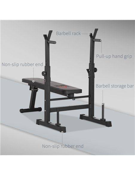 HOMCOM Adjustable Weight Bench Foldable Bench Press, with Barbell Rack, Black - pic 133703 | FastDaddyshop