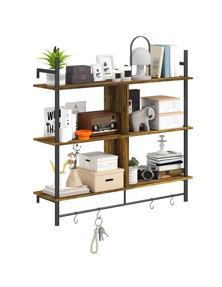 HOMCOM Three-Tier Floating Shelf - Brown/Black - pic 133715 | FastDaddyshop