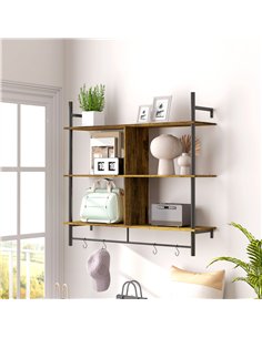 HOMCOM Three-Tier Floating Shelf - Brown/Black 2