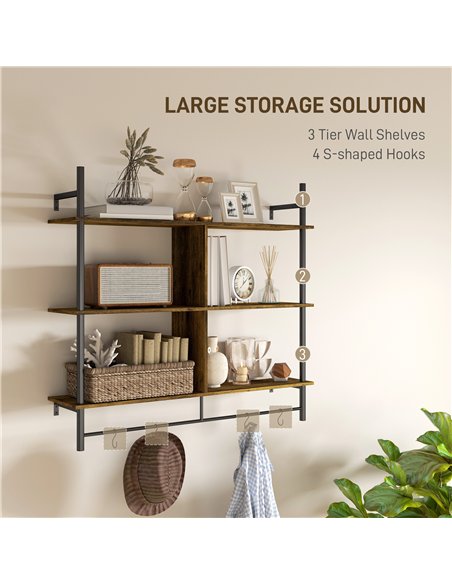 HOMCOM Three-Tier Floating Shelf - Brown/Black - pic 133718 | FastDaddyshop