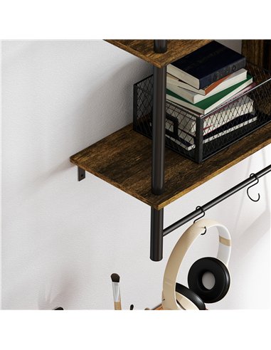 HOMCOM Three-Tier Floating Shelf - Brown/Black