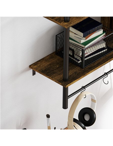 HOMCOM Three-Tier Floating Shelf - Brown/Black - pic 133723 | FastDaddyshop