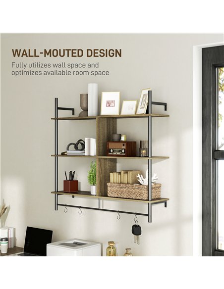 HOMCOM Three-Tier Floating Shelf - Grey Wood Effect - pic 133729 | FastDaddyshop