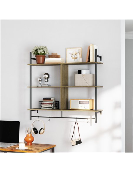 HOMCOM Three-Tier Floating Shelf - Grey Wood Effect - pic 133730 | FastDaddyshop