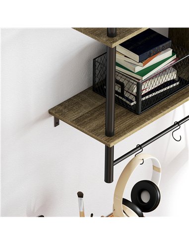 HOMCOM Three-Tier Floating Shelf - Grey Wood Effect