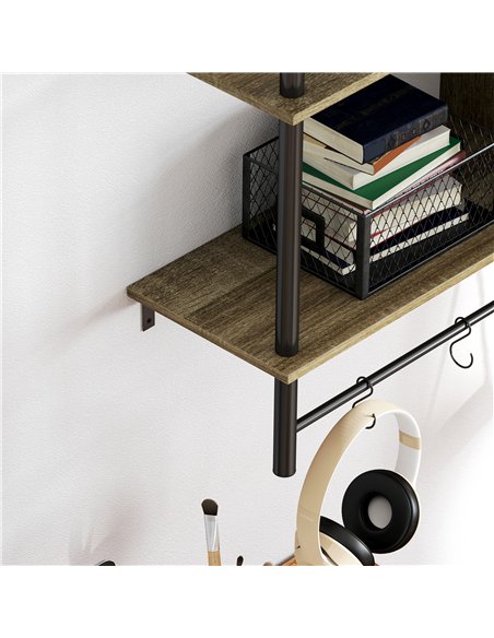 HOMCOM Three-Tier Floating Shelf - Grey Wood Effect - pic 133732 | FastDaddyshop