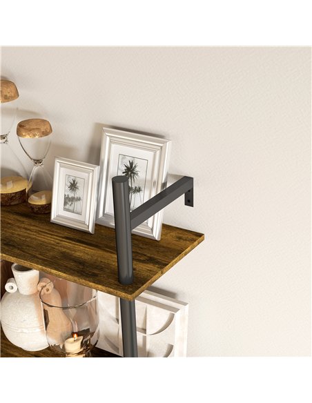 HOMCOM Wall Mounted Floating Shelves with 4 Hooks, Rustic Wall Shelf Unit for Living Room, Entryway, Rustic Brown - pic 133749 | FastDaddyshop