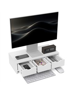 HOMCOM Monitor Stand Riser with 3 Drawers, Monitor Riser for Laptop, Computer, PC, Small Printer, 51 x 24 x 13cm, White