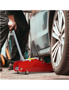 HOMCOM Low Profile Jack, Hydraulic Racing Floor Jack, 8-38cm Lifting Range, 2.5 Ton Capacity, Red 2