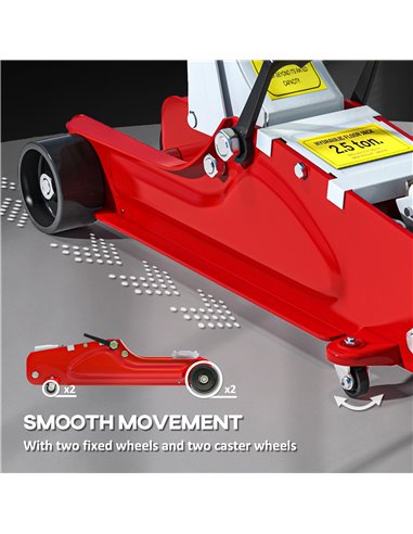 HOMCOM Low Profile Jack, Hydraulic Racing Floor Jack, 8-38cm Lifting Range, 2.5 Ton Capacity, Red