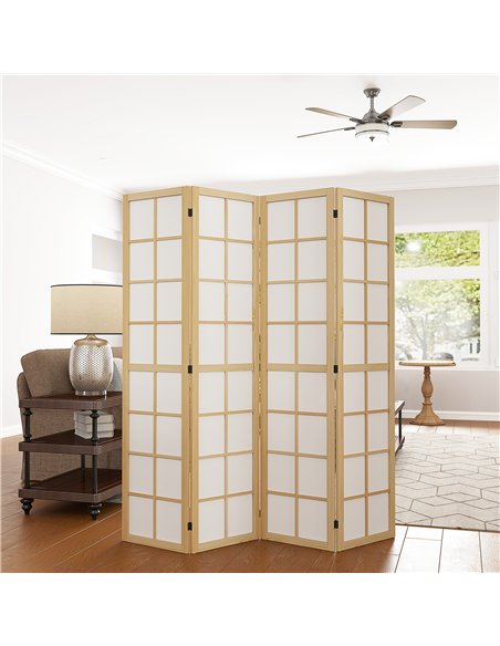HOMCOM 4 Panel Folding Room Divider, Freestanding Room Separator, Indoor Privacy Screen for Living Room, Bedroom, 160 x 170cm - pic 133788 | FastDaddyshop