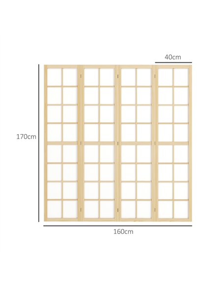HOMCOM 4 Panel Folding Room Divider, Freestanding Room Separator, Indoor Privacy Screen for Living Room, Bedroom, 160 x 170cm - pic 133789 | FastDaddyshop