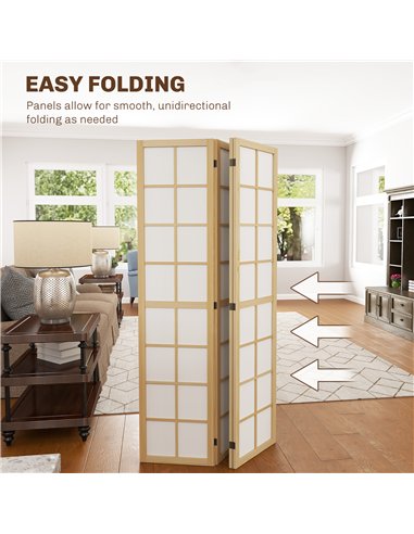 HOMCOM 4 Panel Folding Room Divider, Freestanding Room Separator, Indoor Privacy Screen for Living Room, Bedroom, 160 x 170cm