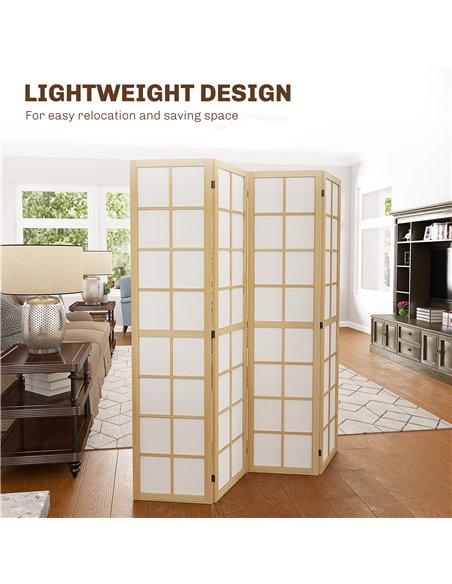 HOMCOM 4 Panel Folding Room Divider, Freestanding Room Separator, Indoor Privacy Screen for Living Room, Bedroom, 160 x 170cm - pic 133792 | FastDaddyshop