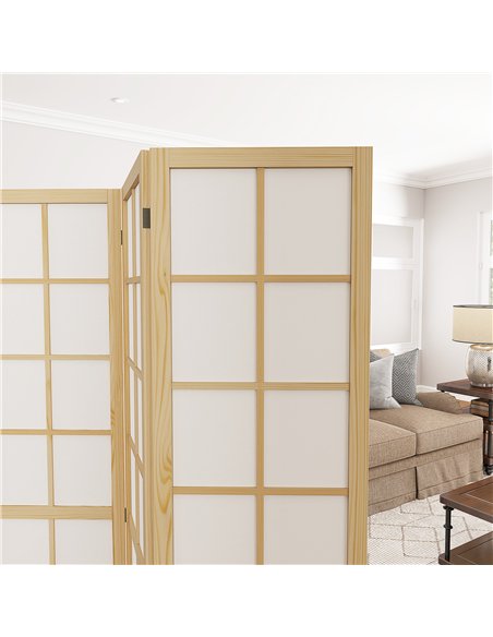 HOMCOM 4 Panel Folding Room Divider, Freestanding Room Separator, Indoor Privacy Screen for Living Room, Bedroom, 160 x 170cm - pic 133794 | FastDaddyshop